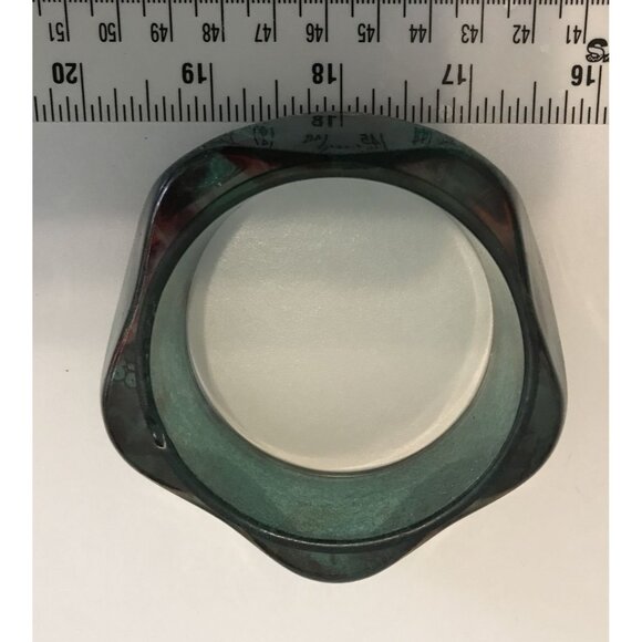 Peacock Lucite Statement Bangle Bracelet Swirled Glitter Green Red Geometric MCM - Picture 9 of 11